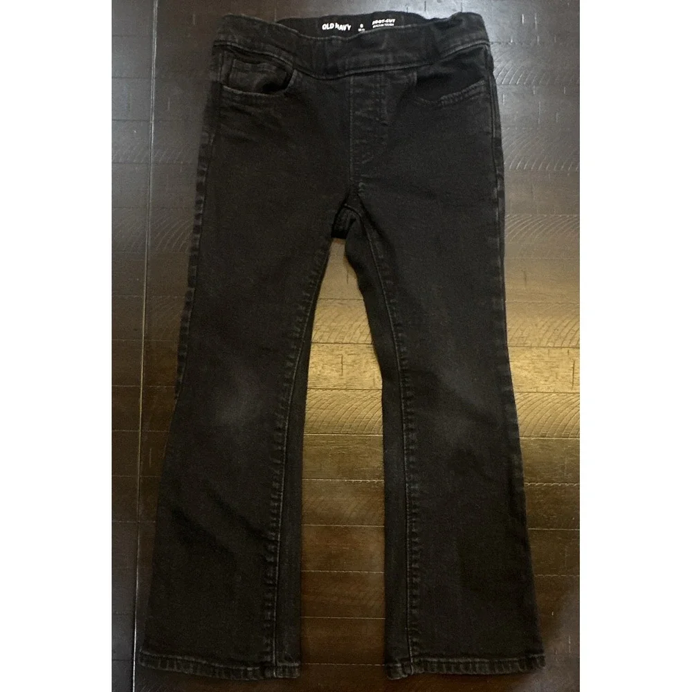 Old Navy Girls Bootcut Jeans Built-In Tough Black Dark Wash Size S 6-7